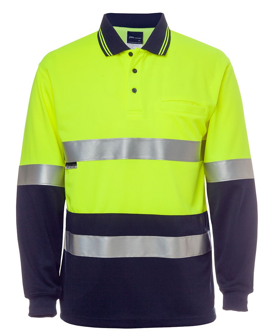 JB's 6HMCB Hi Vis L/S (D+N) Cotton Back Polo